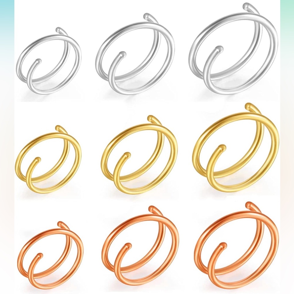 Double Nose Ring For Single Piercing Twist Nose Ring Hoop Nose Ring Double Hoop - Picture 2 of 6